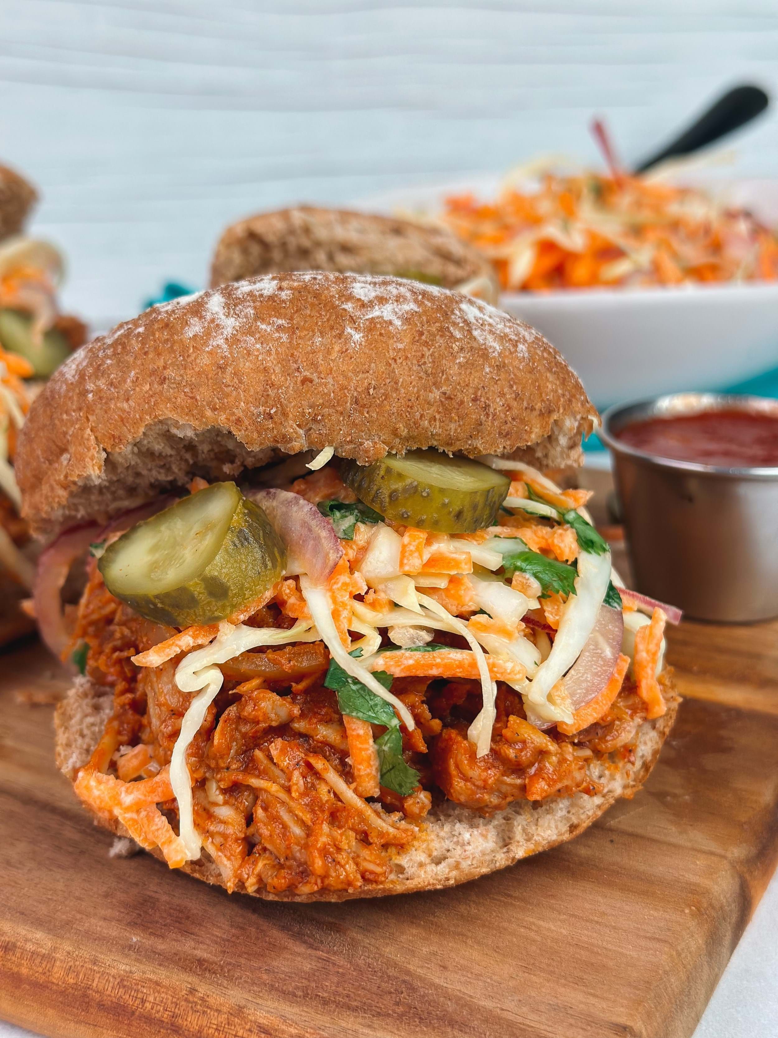 Slow Cooker Pulled Pork Burgers with Homemade Coleslaw