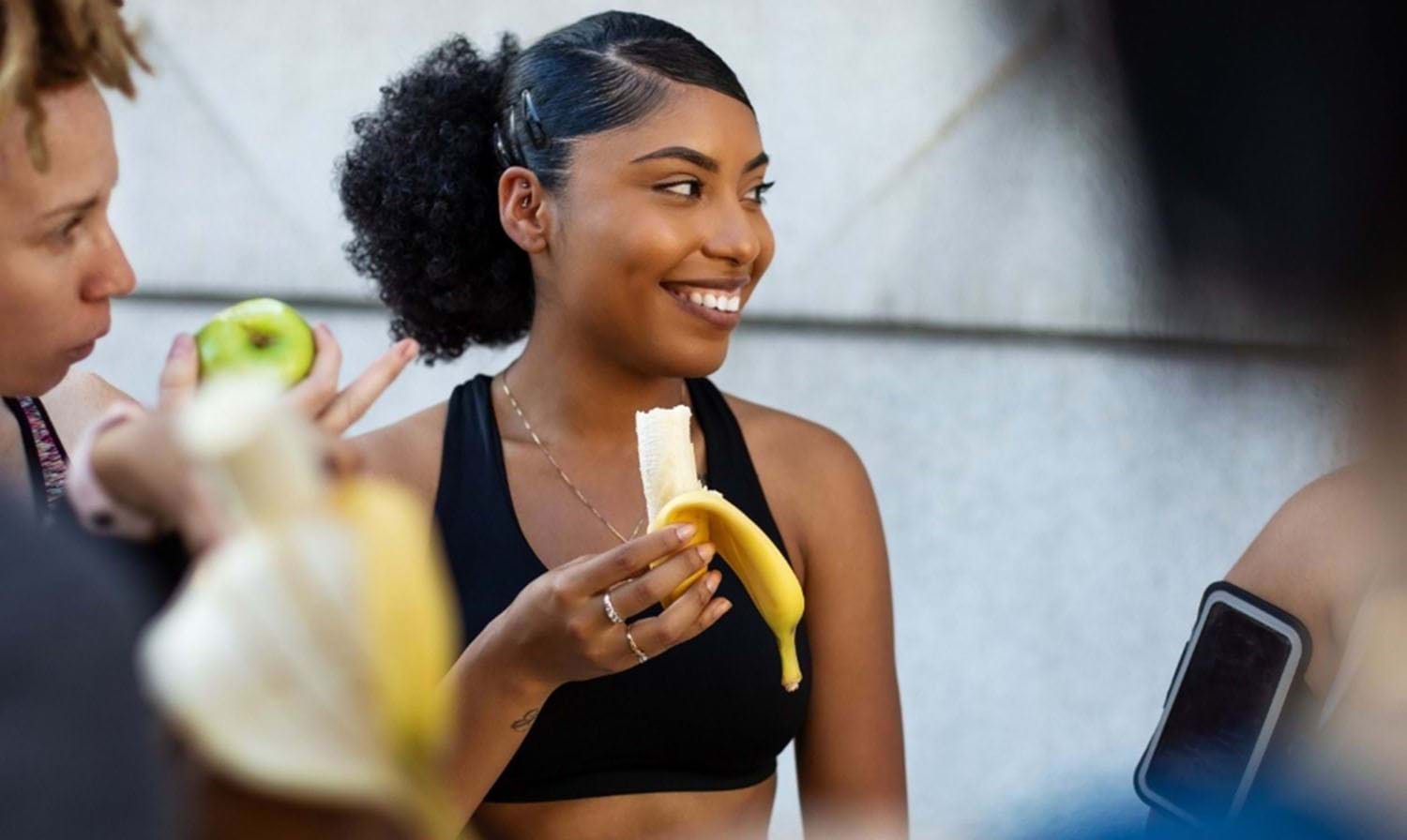 smiling lady with banana