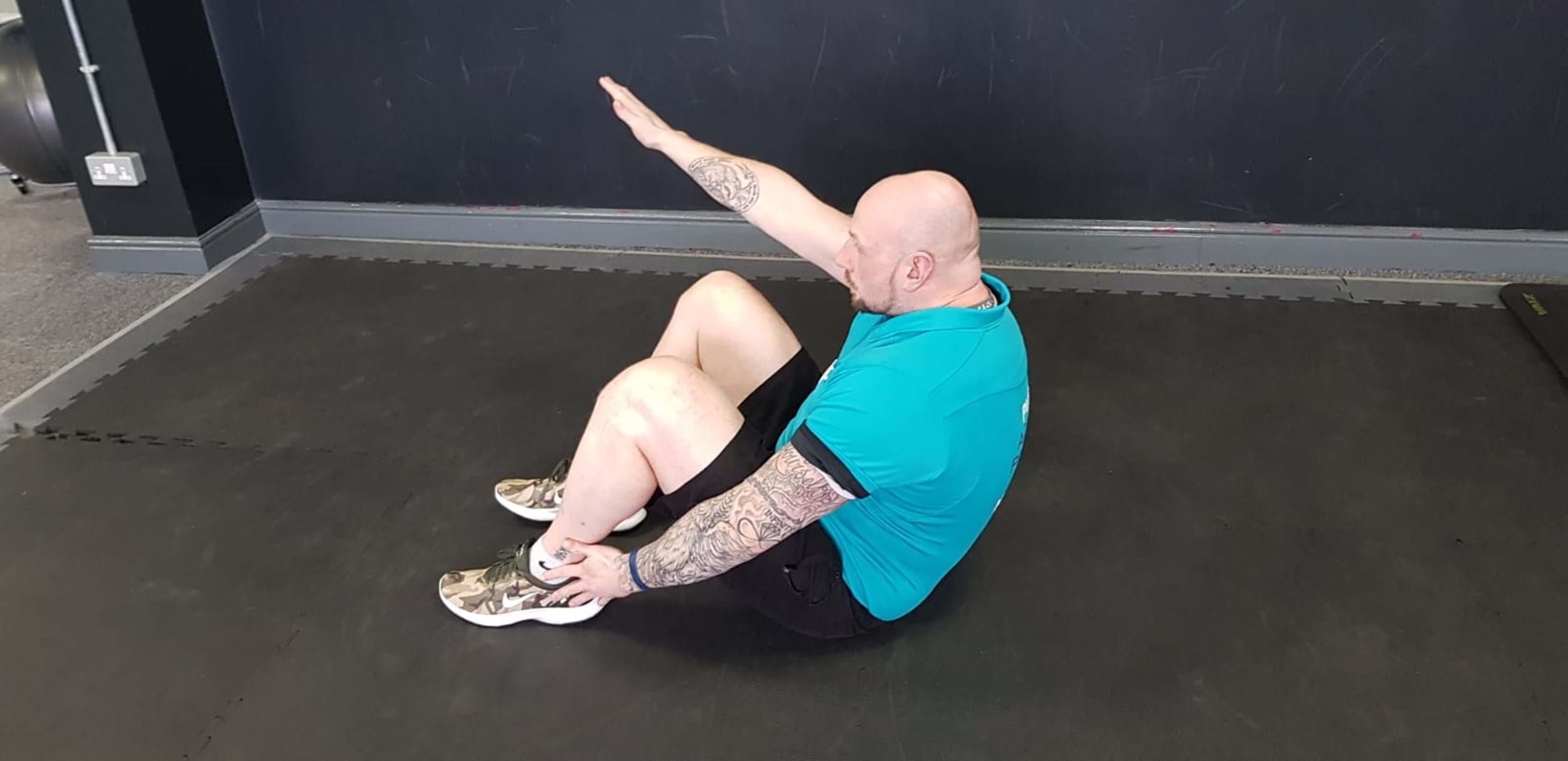 heel touches ab exercise end position