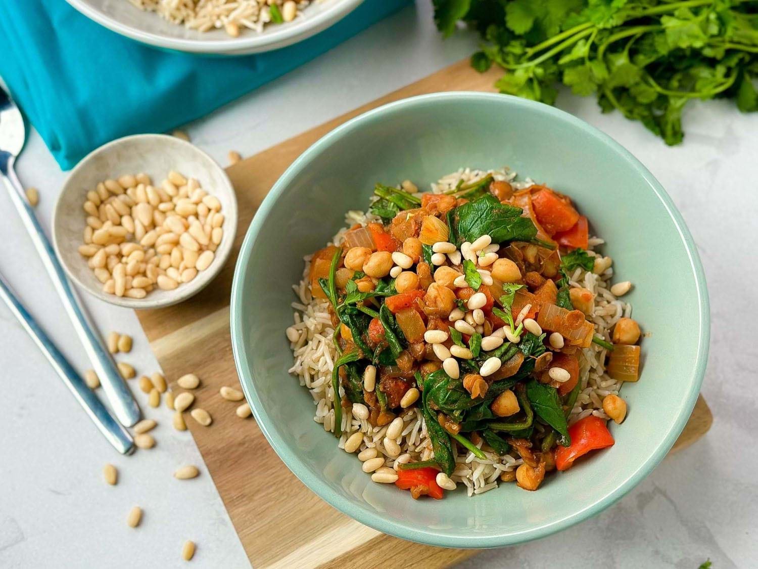Veggie Chickpea Spinach and Lentil Curry 
